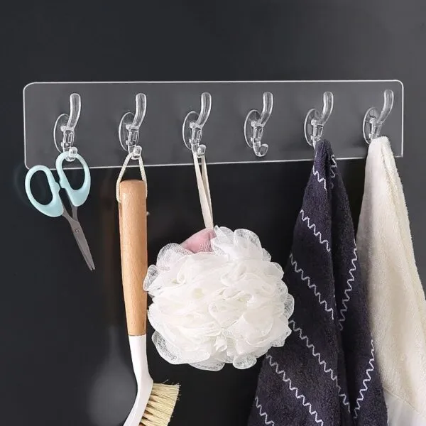 Multifunctional Transparent 6 Hooks